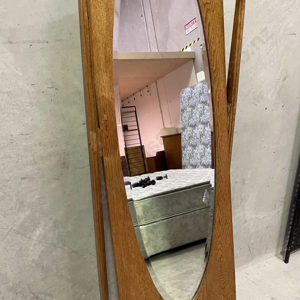 Solid Oak Freestanding Pivoting Mirror Image 1++
