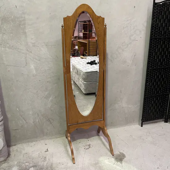 Solid Oak Freestanding Pivoting Mirror