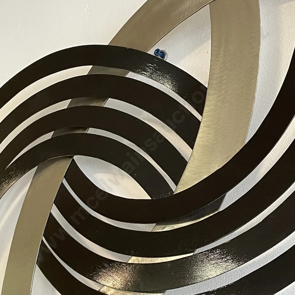 Metal Wall Art. Black and Chrome arches. 105 x 40cm Image 1++