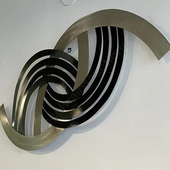 Metal Wall Art. Black and Chrome arches. 105 x 40cm