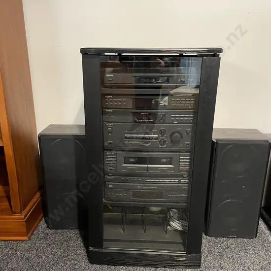 Sony Stereo System LBT-A37 Stereo System in Cabinet with Twin Speakers. Includes PS-LX52Y Turntable etc
