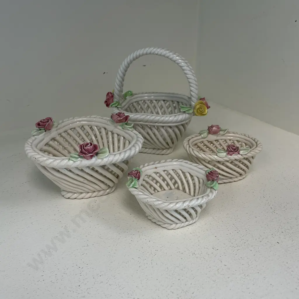 Assortment of Italian Handpainted Floral Baskets Image 1++