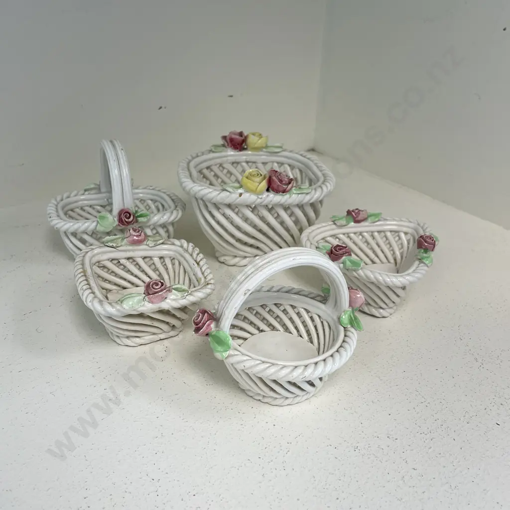 Assortment of Italian Handpainted Floral Baskets Image 1++