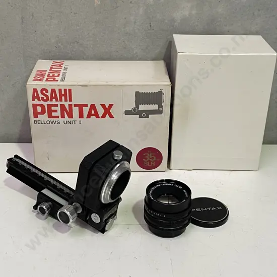 Boxed Asahi Pentax Bellows Unit II with Takumar Japan 1:4/100 Lens. For 35mm SLR Camera