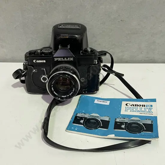 Vintage Canon Pellix Camera No. 107716 with FL 50mm Lens and leather case