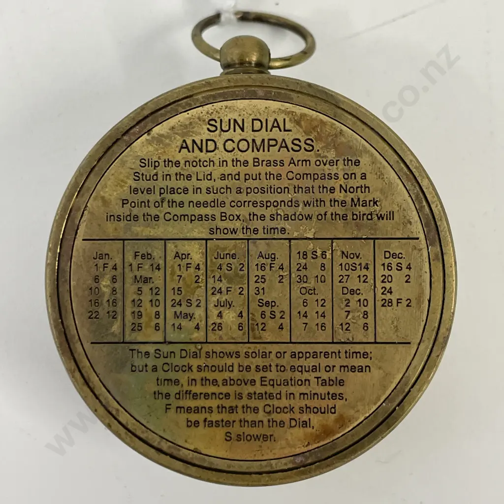 Antique Brass Sundial/Compass. Coronation of Elizabeth II June 1953 Image 1++