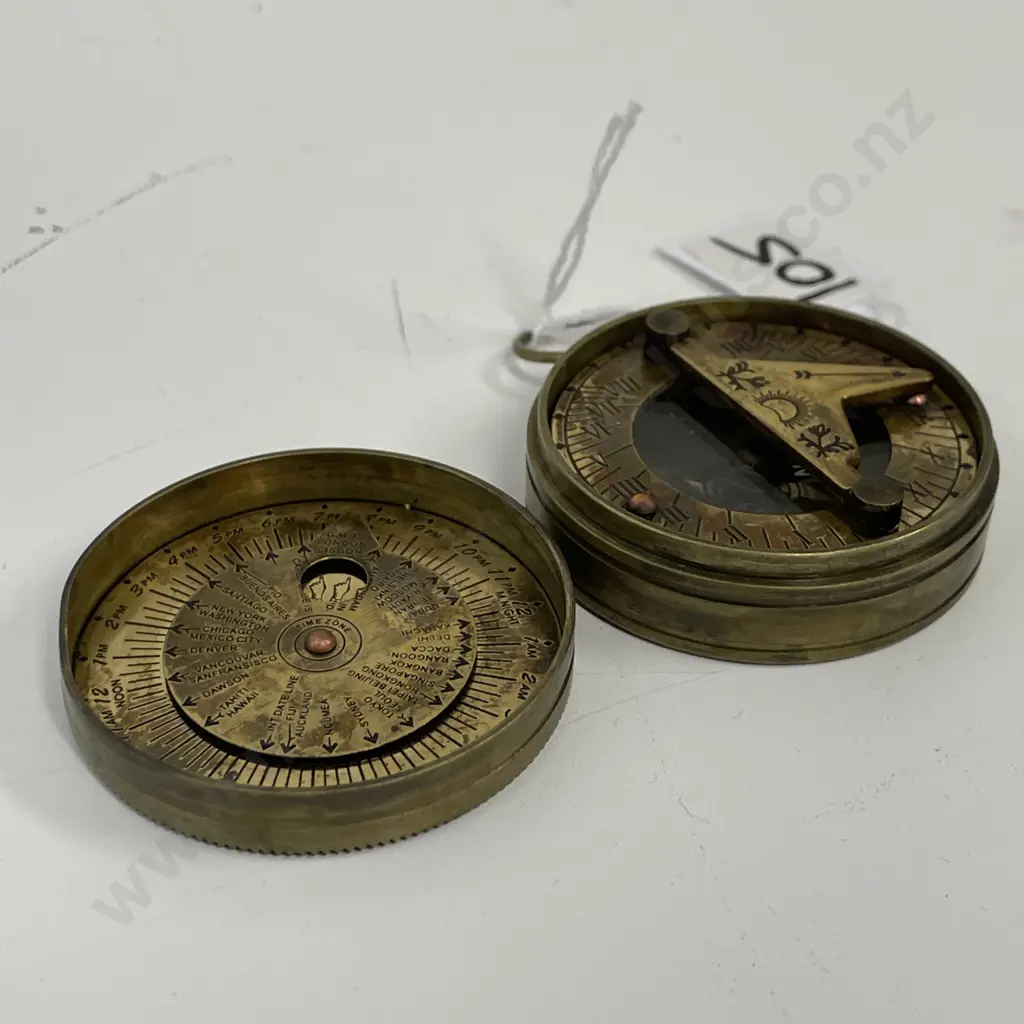 Antique Brass Sundial/Compass. Coronation of Elizabeth II June 1953 Image 1++