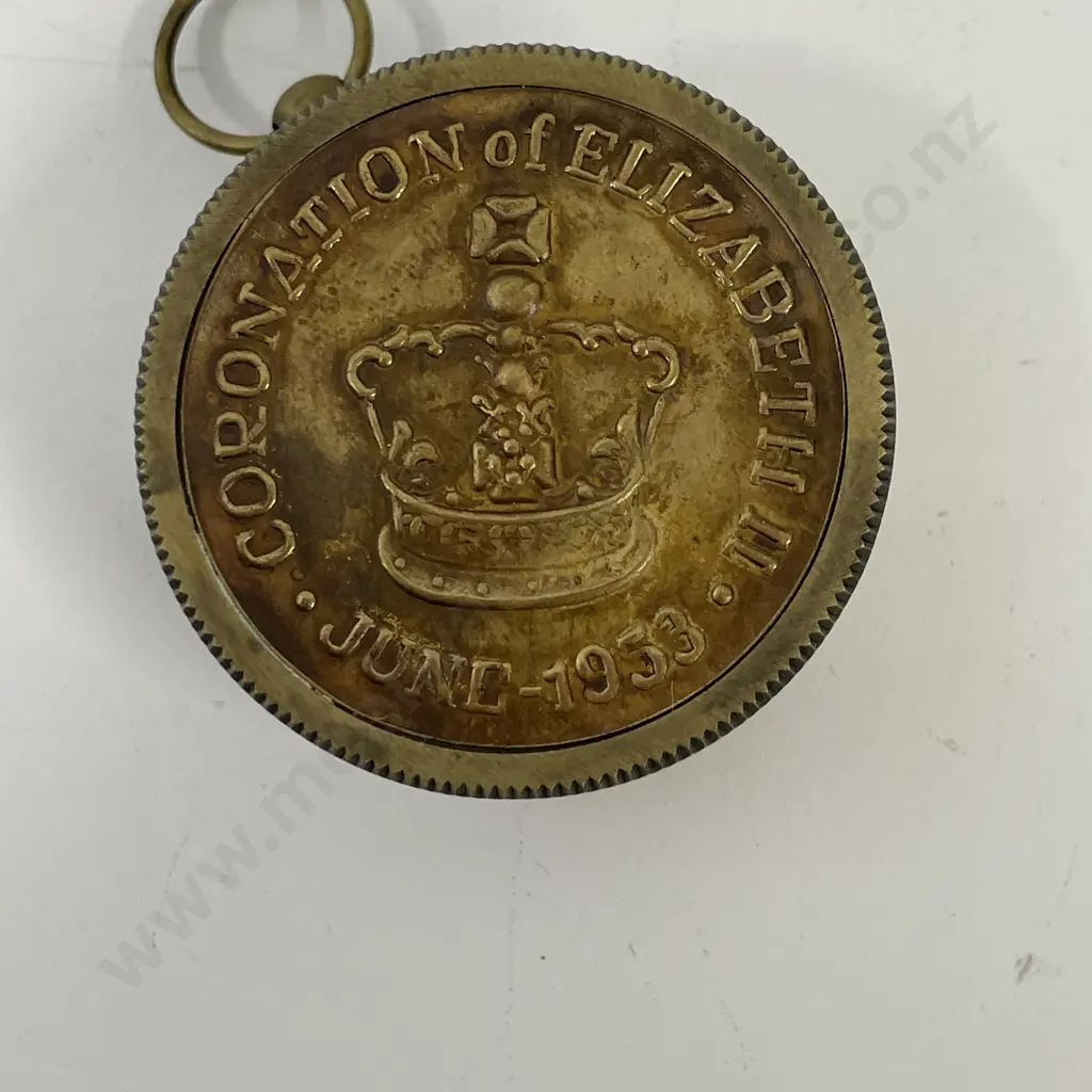 Antique Brass Sundial/Compass. Coronation of Elizabeth II June 1953 Image 1++