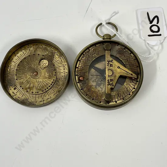 Antique Brass Sundial/Compass. Coronation of Elizabeth II June 1953