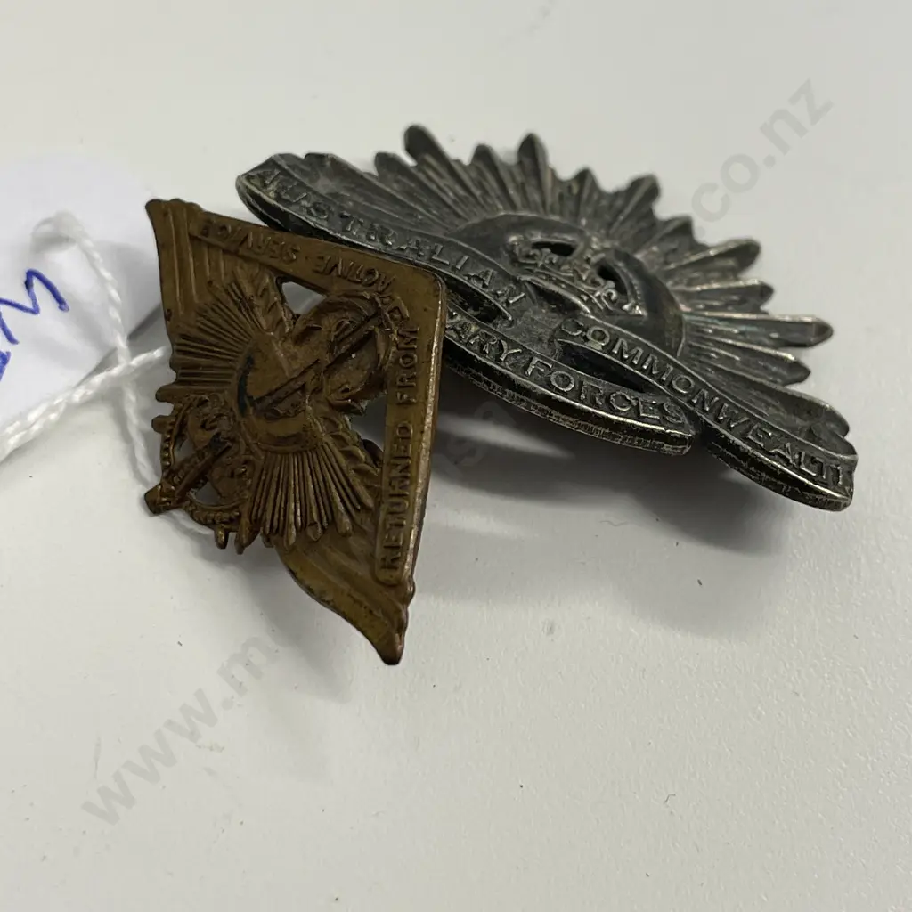 Two Vintage Brooch: Australian Commonwealth Military, Returned Service Image 1++
