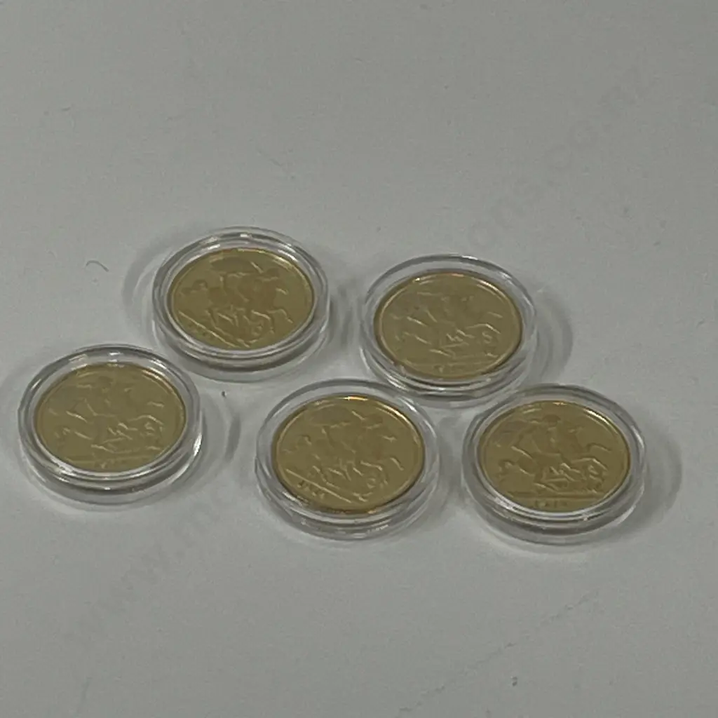 Five Plastic Cased Gold Plated Coins (Viewing Recommended) Image 1++