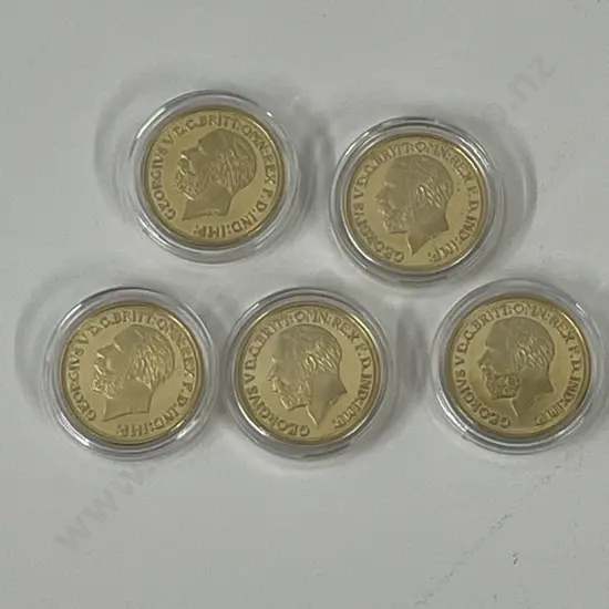Five Plastic Cased Gold Plated Coins (Viewing Recommended)