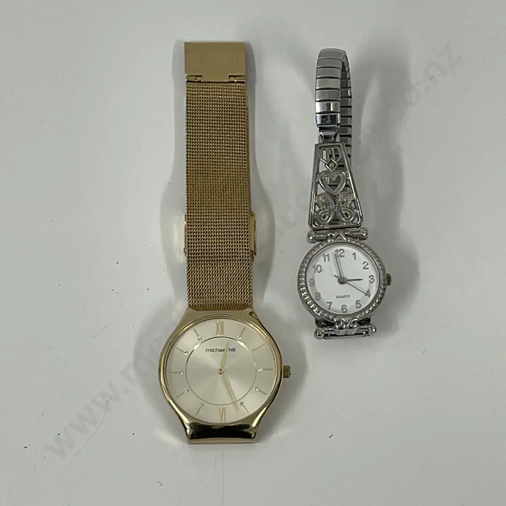 Two Dress Watches. Gold Michael Hill (working) and Ladies Vintage Style Silver Quartz Watch Image 1++
