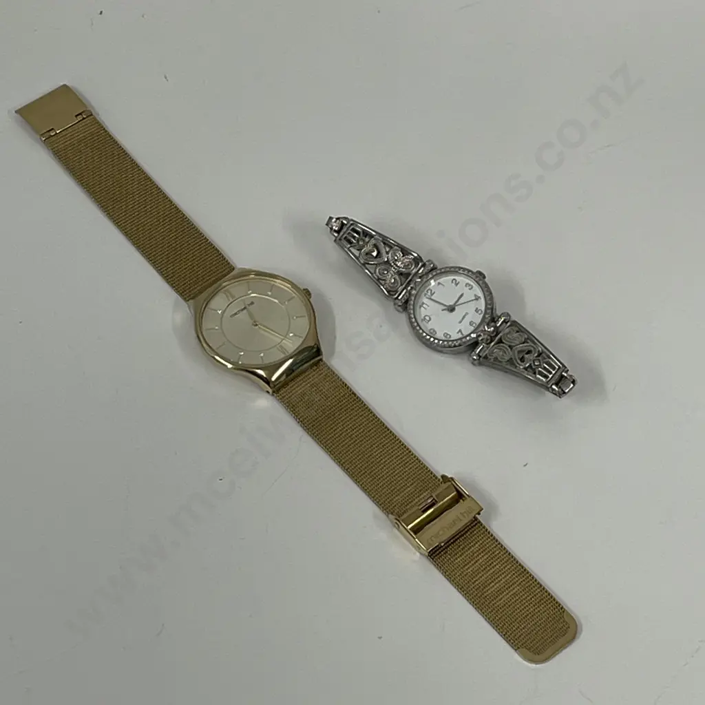 Two Dress Watches. Gold Michael Hill (working) and Ladies Vintage Style Silver Quartz Watch Image 1++