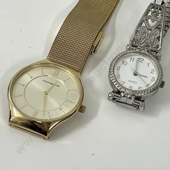 Two Dress Watches. Gold Michael Hill (working) and Ladies Vintage Style Silver Quartz Watch