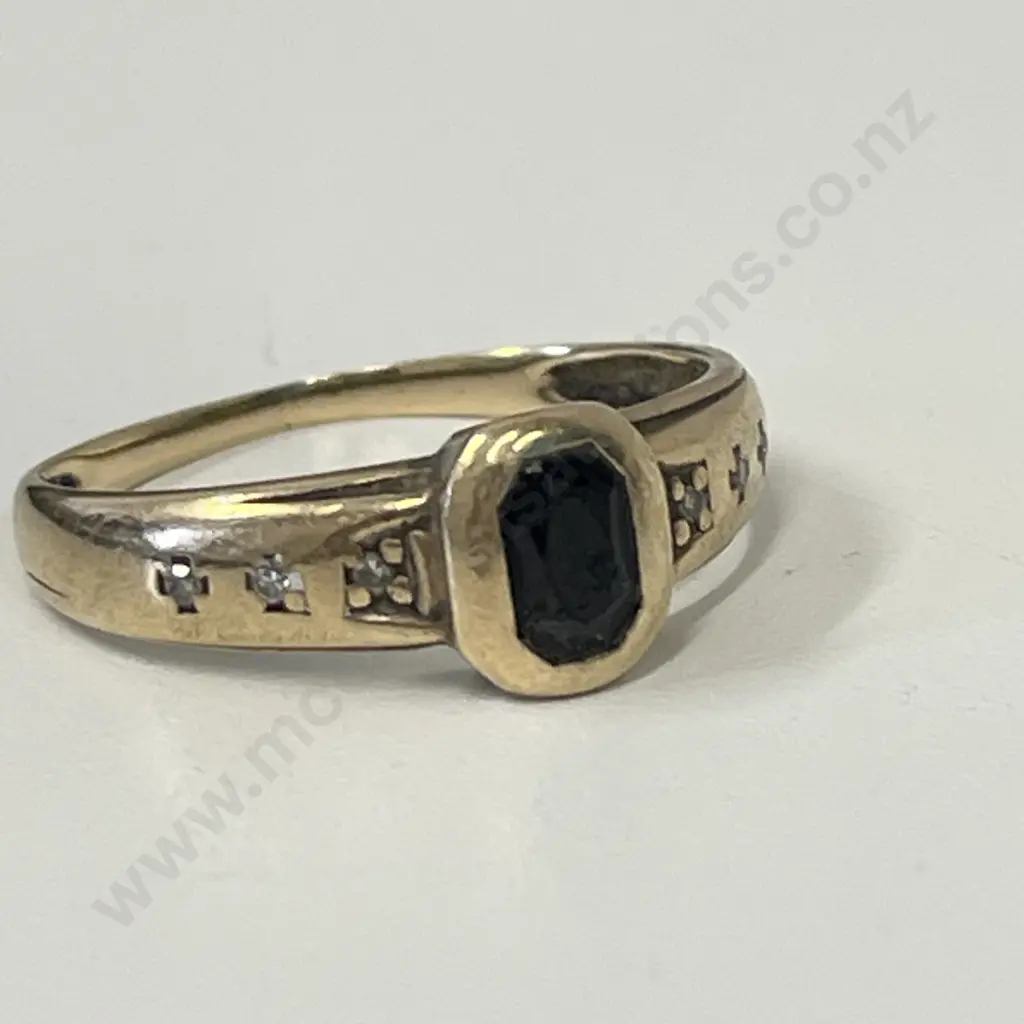 Gold Dress Ring with Clear Stones and central dark red stones Image 1++