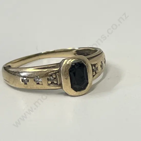 Gold Dress Ring with Clear Stones and central dark red stones