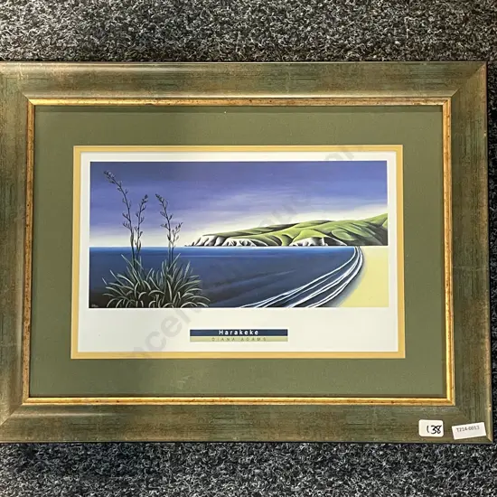 Framed Diana Adams Print. "Harakeke" 48 x 37cm