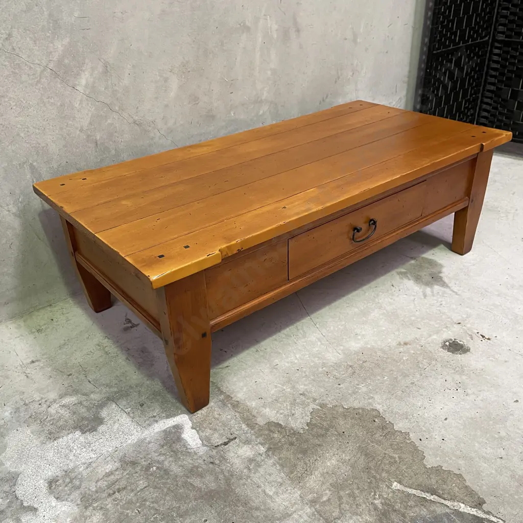 Farmstyle Solid Kauri? Single Drawer Coffee Table Image 1++