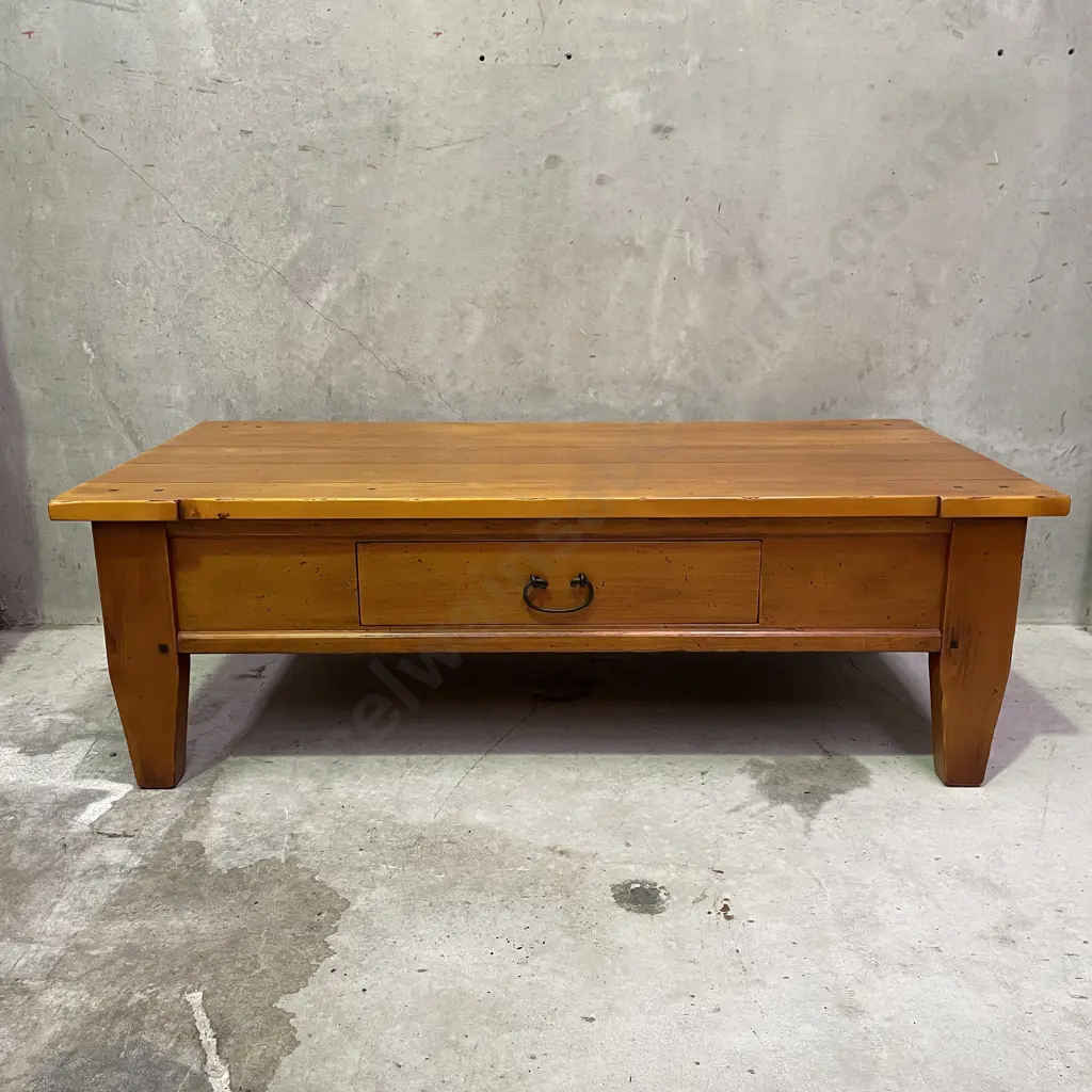Farmstyle Solid Kauri? Single Drawer Coffee Table Image 1++