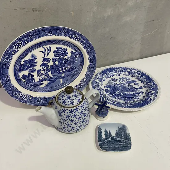 Assortment of Blue and White Porcelain/China items