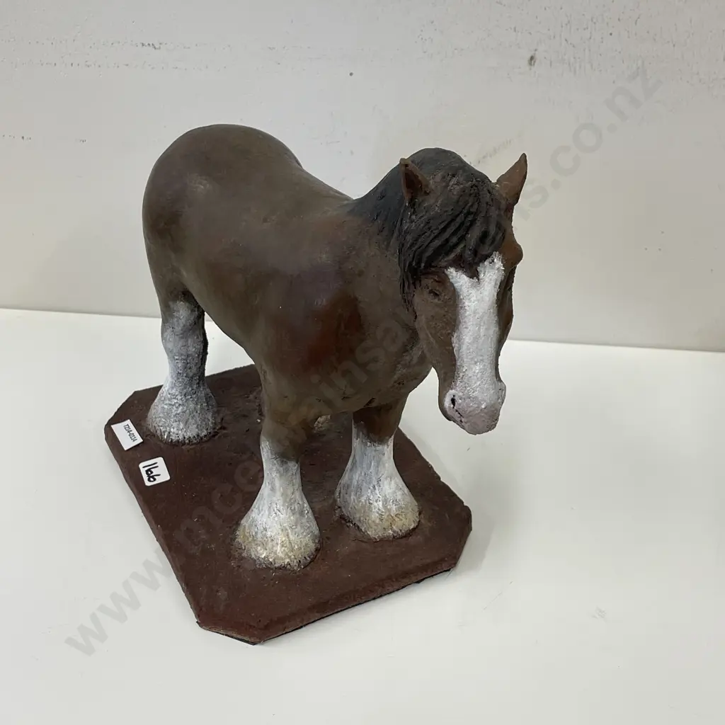 Sculpture of Horse on Concrete Plinth. Signed as shown. H28 L35cm Image 1++