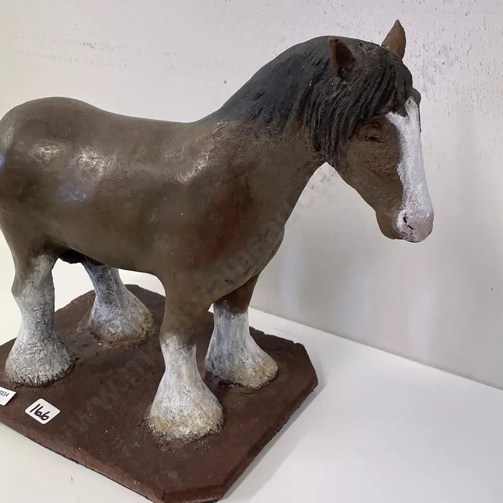 Sculpture of Horse on Concrete Plinth. Signed as shown. H28 L35cm Image 1++