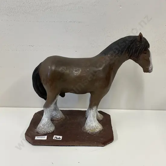 Sculpture of Horse on Concrete Plinth. Signed as shown. H28 L35cm