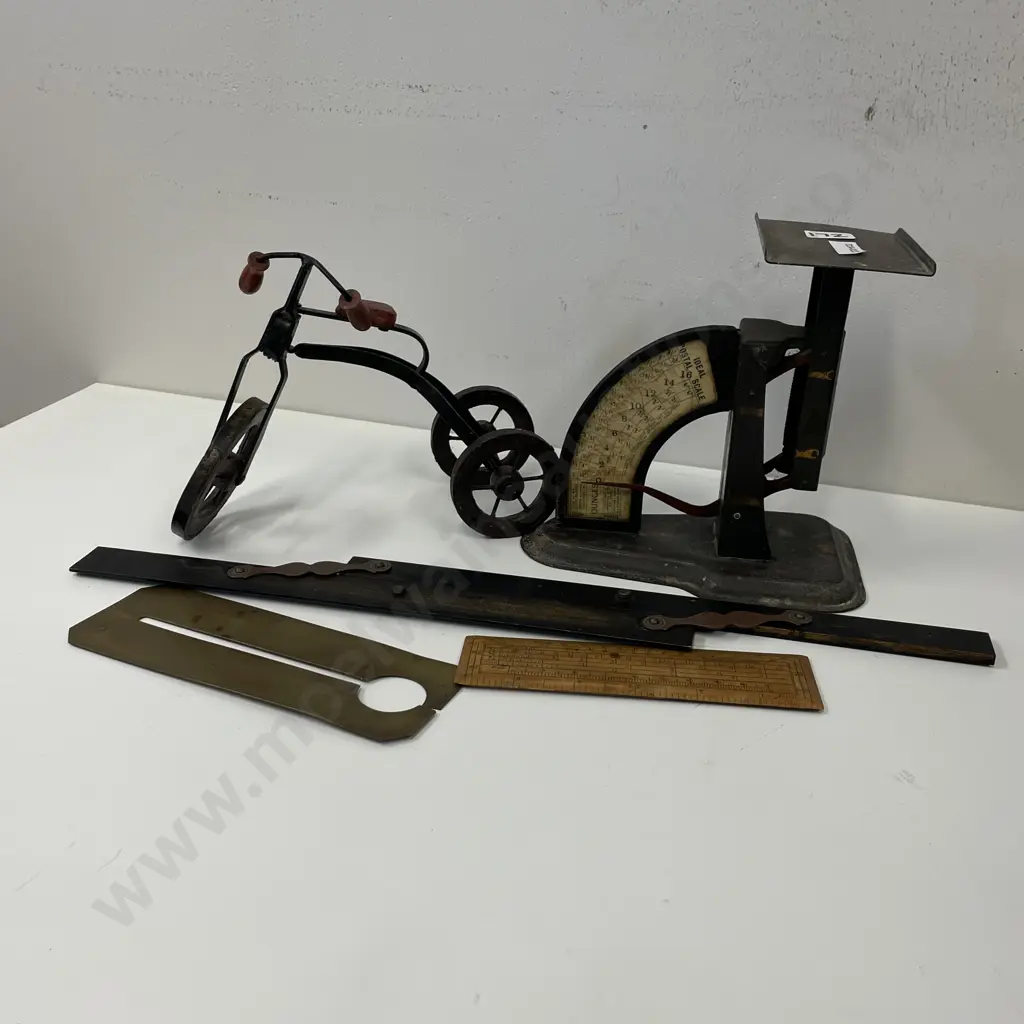 Vintage Postal Scales, Rulers and Bicycle Ornament Image 1++