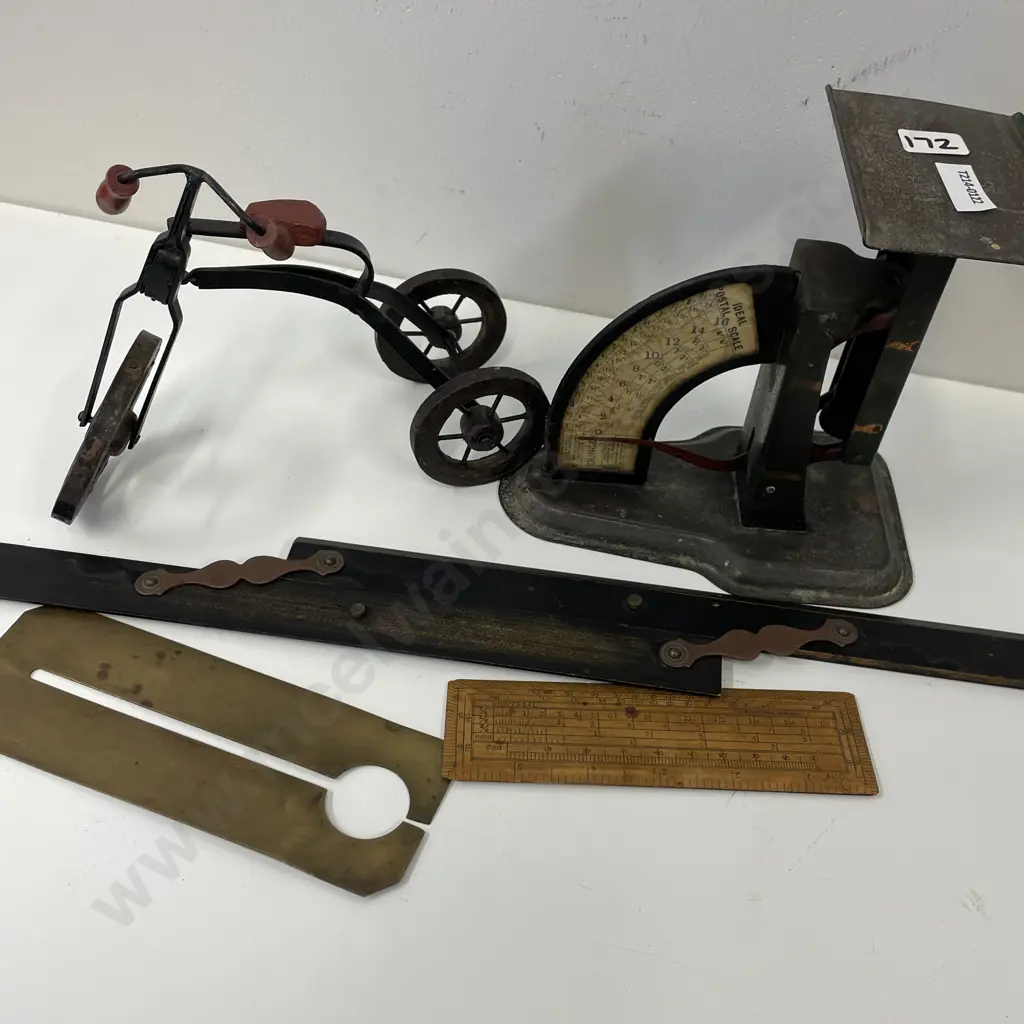 Vintage Postal Scales, Rulers and Bicycle Ornament Image 1++