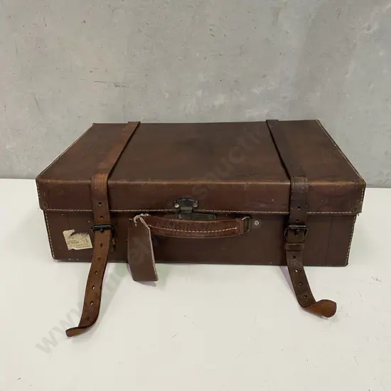 Vintage Leather Suitcase. 50 x 33cm H16cm