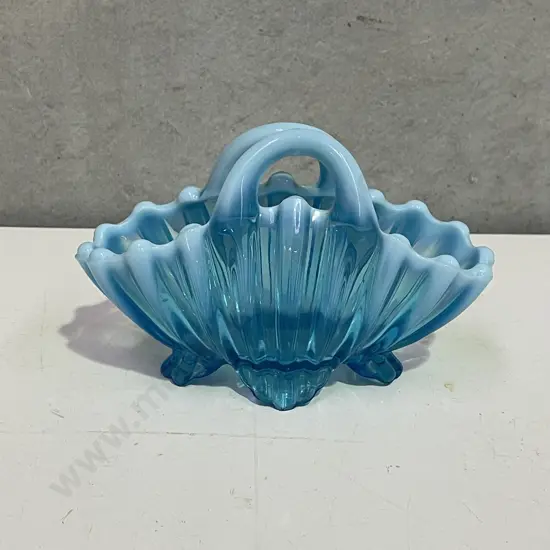 Vintage Davidson Pearline Pressed Glass Basket. L18 H11cm