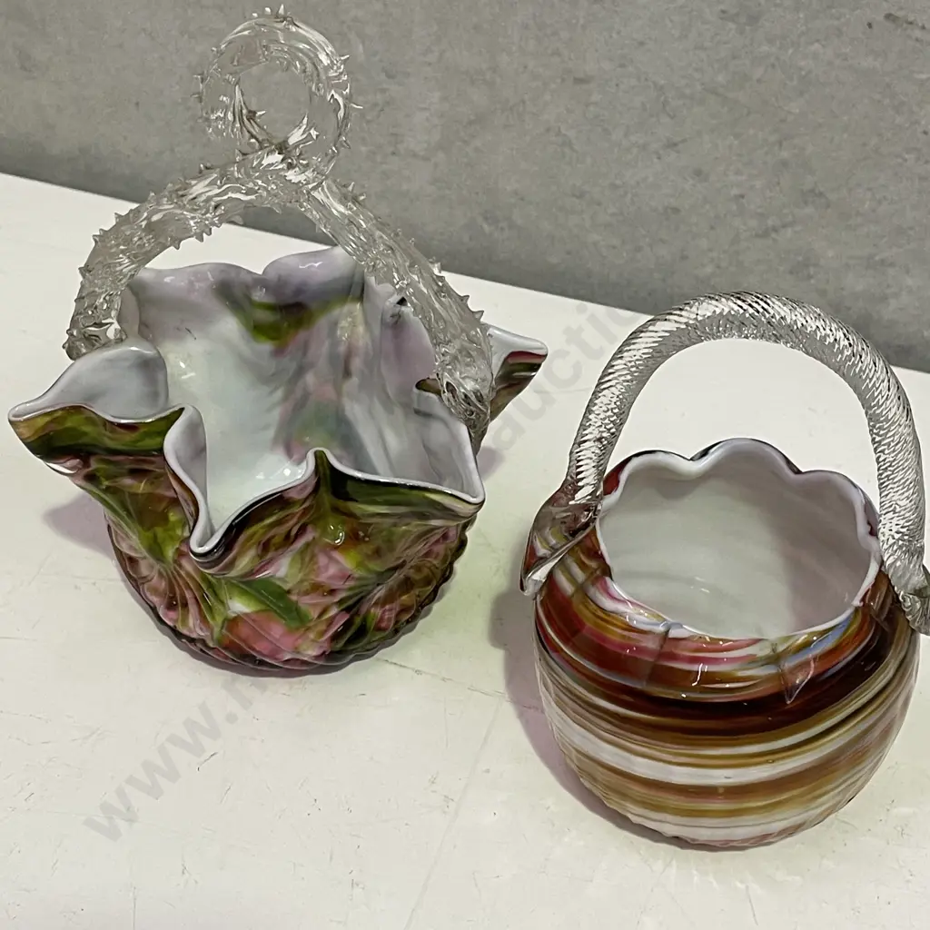 Victorian Art Glass Baskets x 2 Image 1++