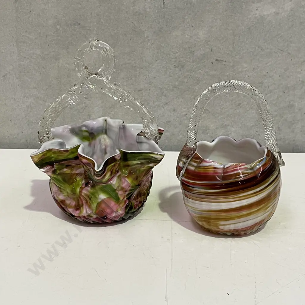 Victorian Art Glass Baskets x 2 Image 1++