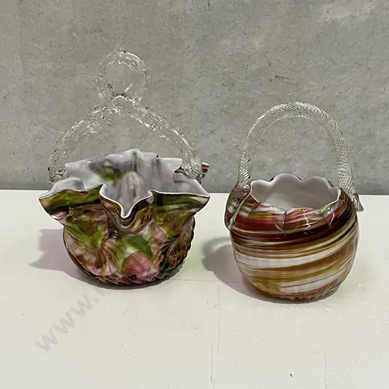 Victorian Art Glass Baskets x 2