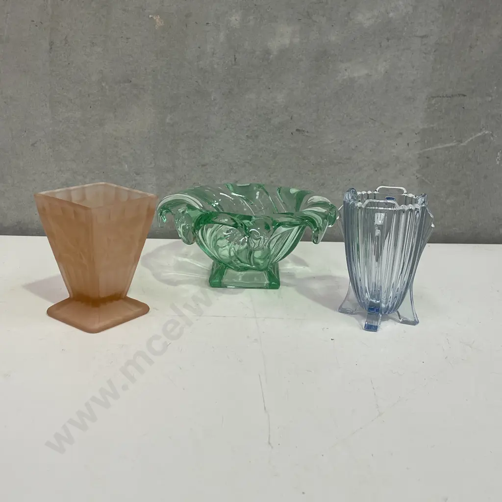 Vintage Art Deco Glass items x 3 Image 1++
