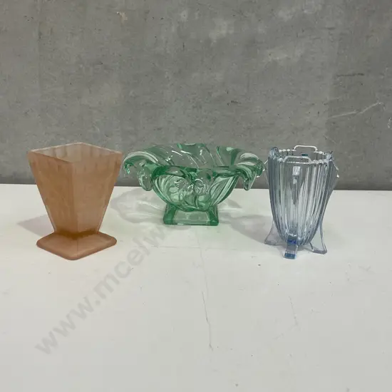 Vintage Art Deco Glass items x 3