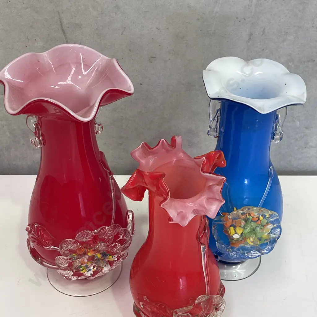 Three Vintage Fluted Tivoli Vases. H23cm and two at H20cm Image 1++