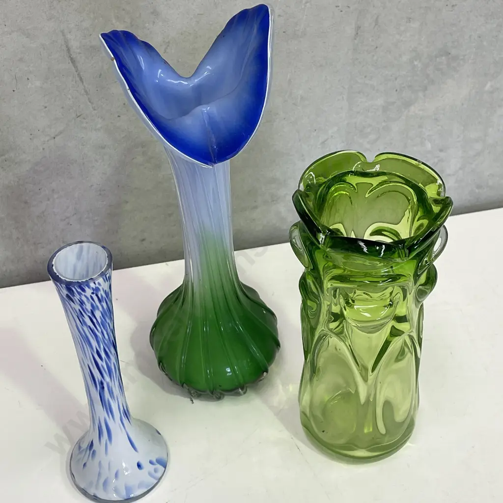 Three Vintage Art Glass Vases, including Murano? H29 H21cm Image 1++