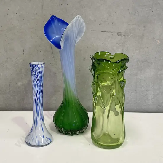 Three Vintage Art Glass Vases, including Murano? H29 H21cm