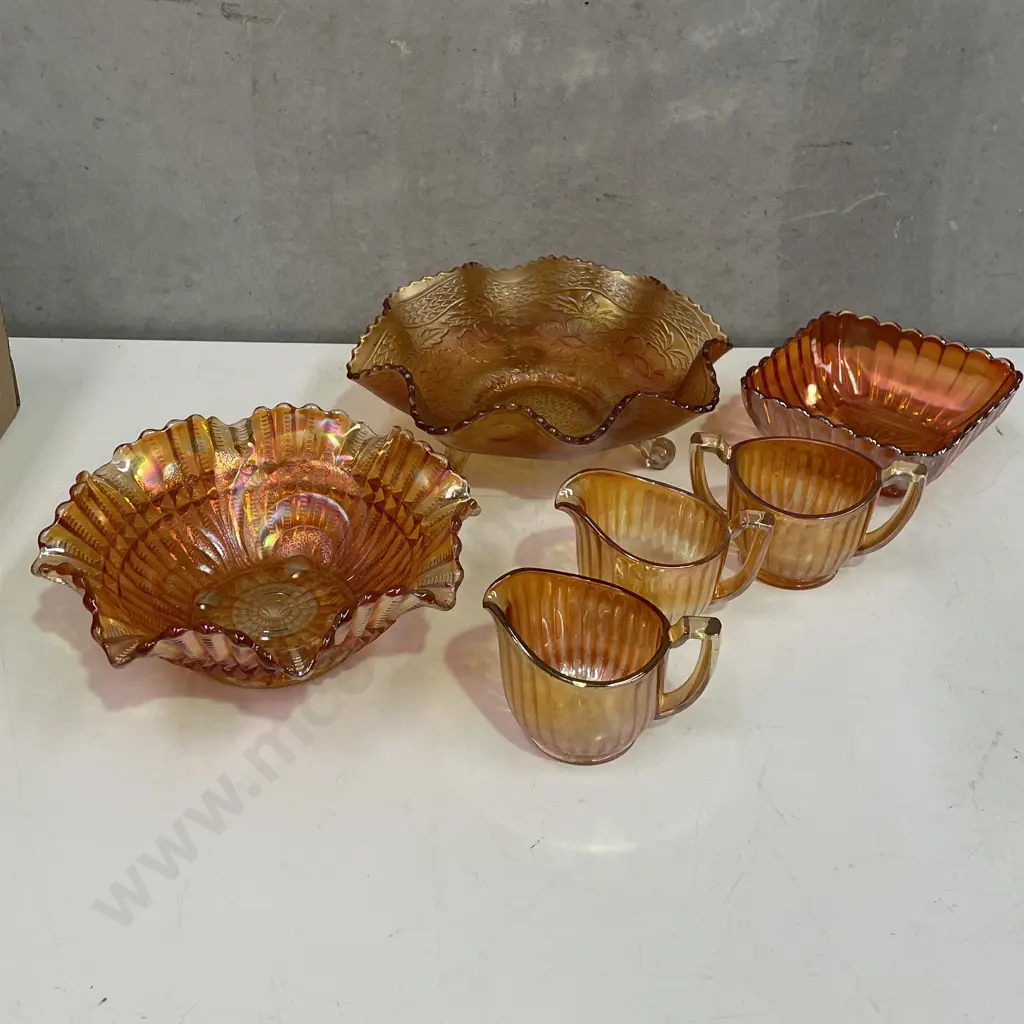 Assorted Marigold Carnival Glass items Image 1++