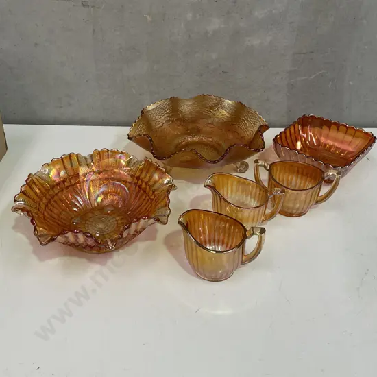 Assorted Marigold Carnival Glass items
