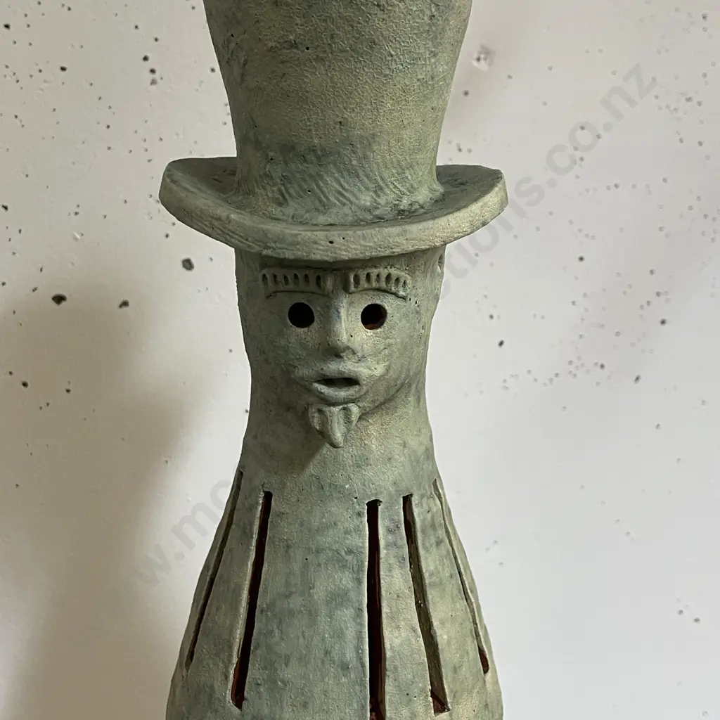 Painted terracotta Bottle figurine. marked as shown Image 1++