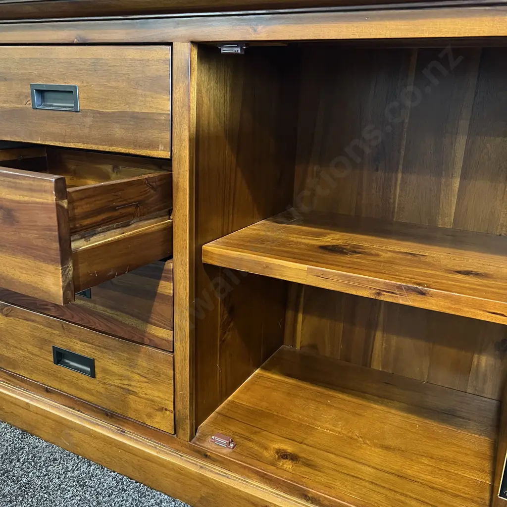 Rustic Style Solid Wood Buffet, 2 Door 4 Drawer. Double Shelf. Image 1++