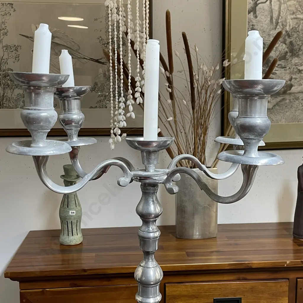Extra Large Chrome Metal Candelbra 5 Point H84cm Image 1++