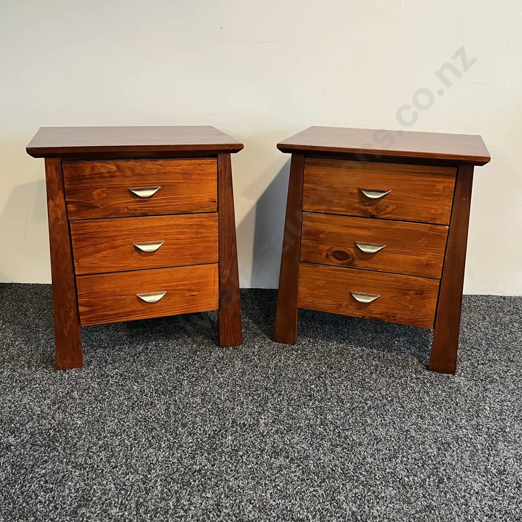 Pair of Solid Wood Bedside Drawers. 3 Drawer. Image 1++
