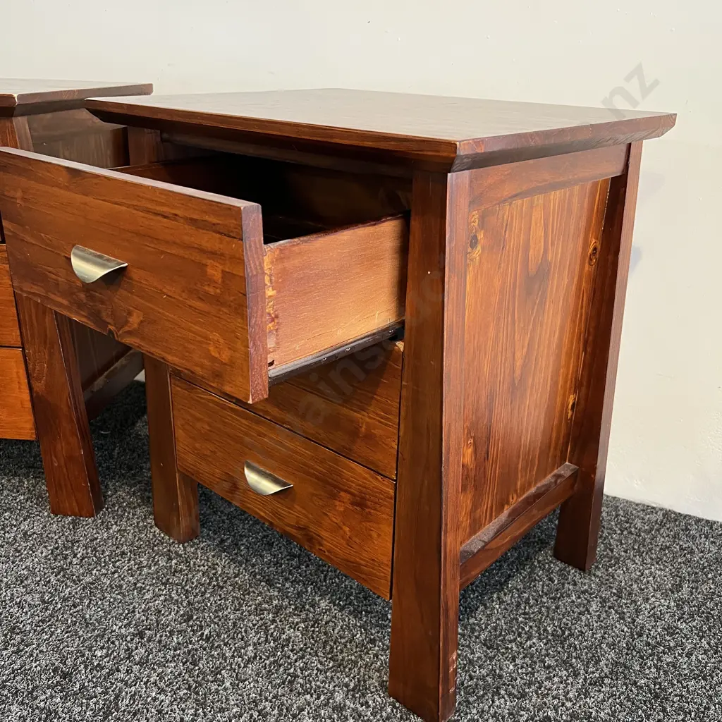 Pair of Solid Wood Bedside Drawers. 3 Drawer. Image 1++