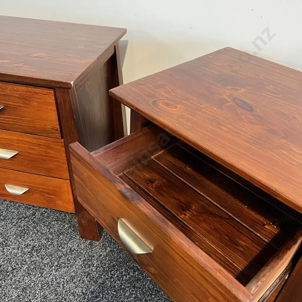 Pair of Solid Wood Bedside Drawers. 3 Drawer. Image 1++