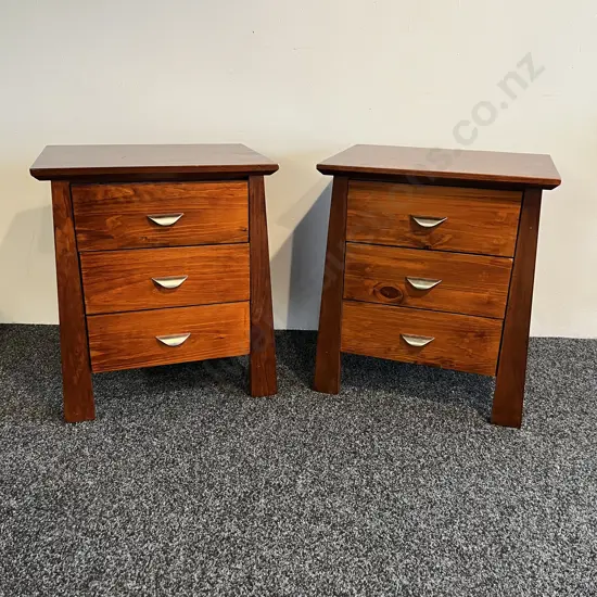 Pair of Solid Wood Bedside Drawers. 3 Drawer.