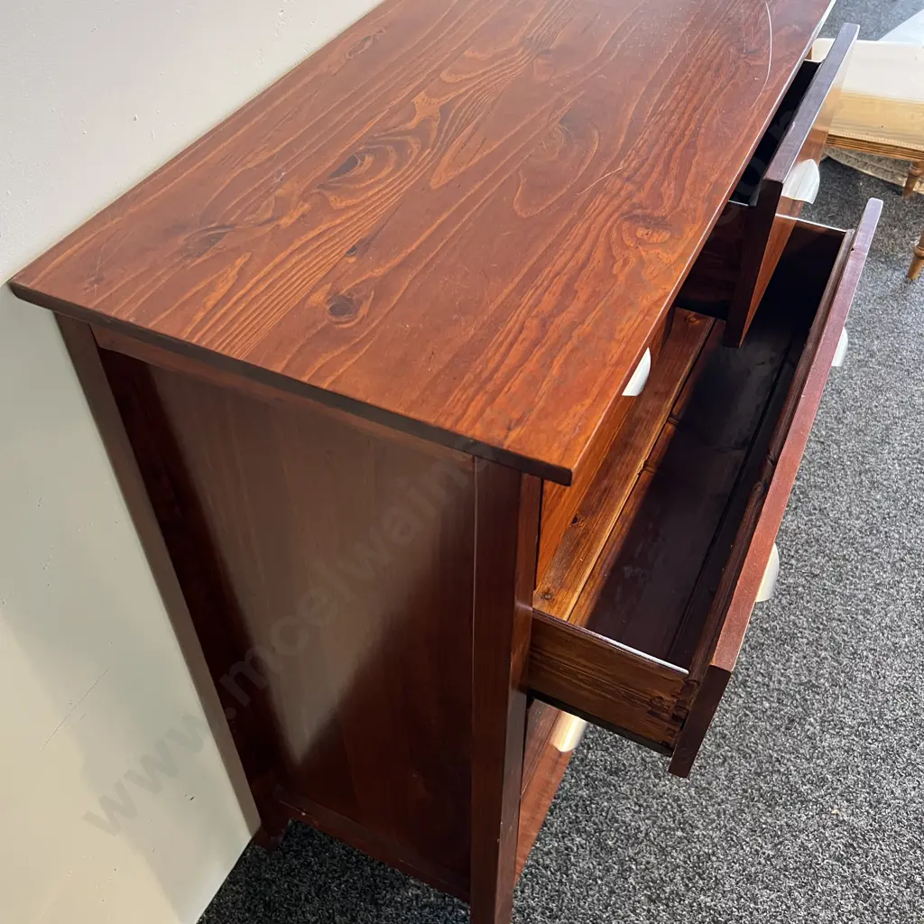 Solid Wood 5 Drawer Tall Boy Image 1++
